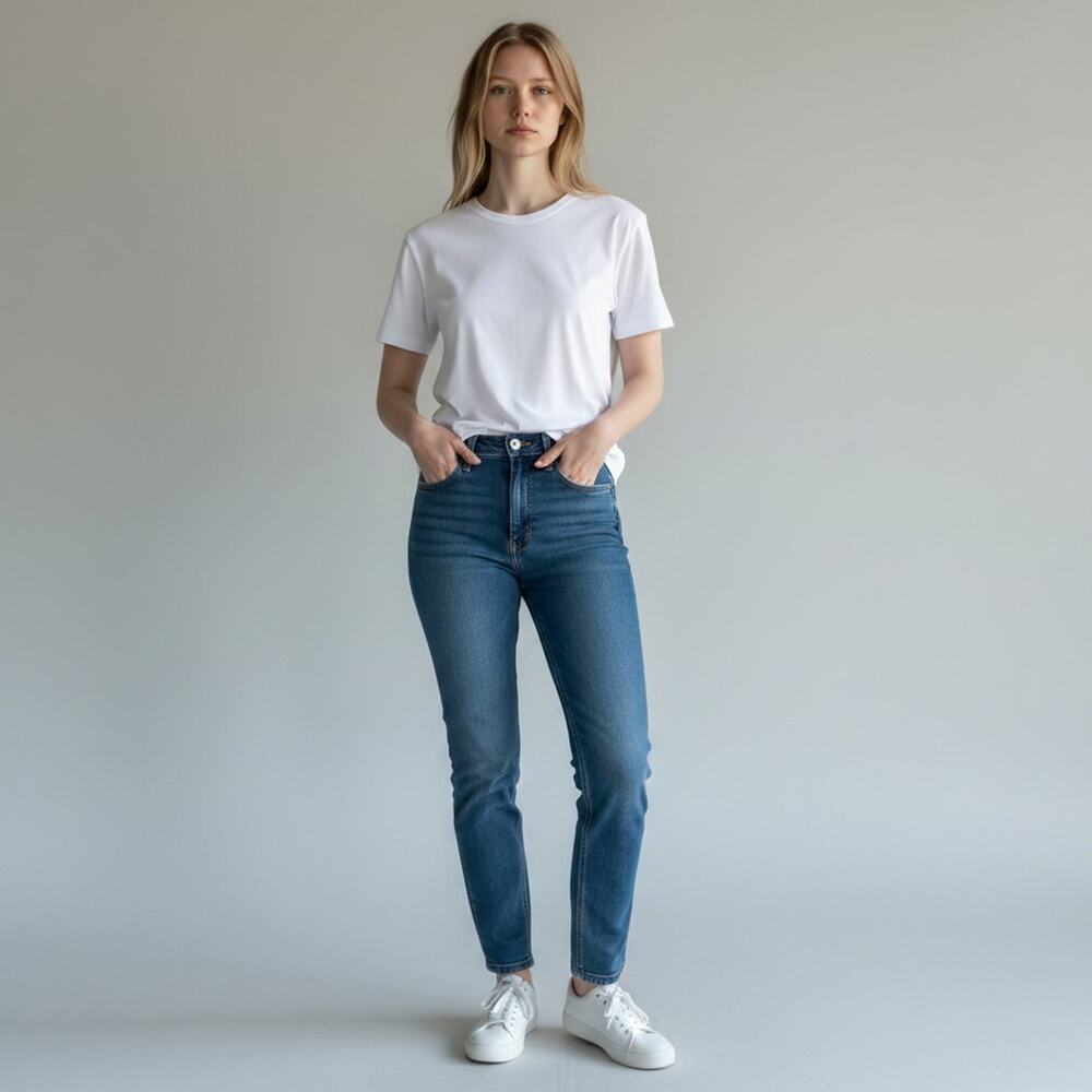 Madewell Blue Denim Jean Pant 27 High Rise Skinny 10 Inch Rise Style H2245